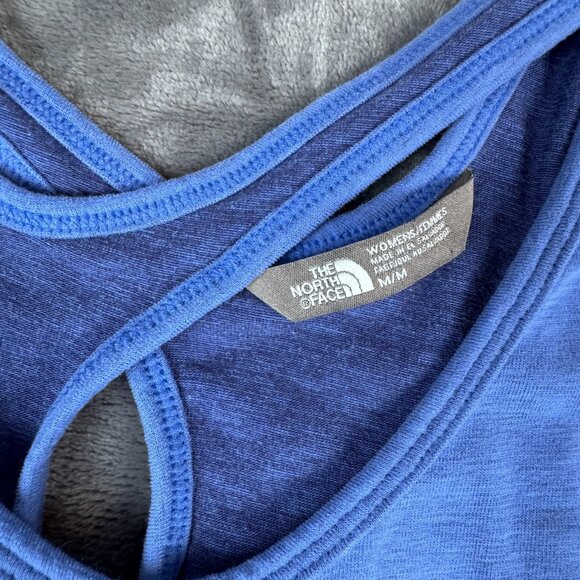 The North Face Breezeback Cuout Tank Top Size Medium Heathered Blue Soft Running - Picture 4 of 7